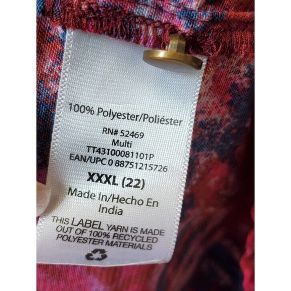 Time And Tru Women Multicolor Polyester V-Neck Long Sleeve Casual Top Blouse 22 - Picture 8 of 12